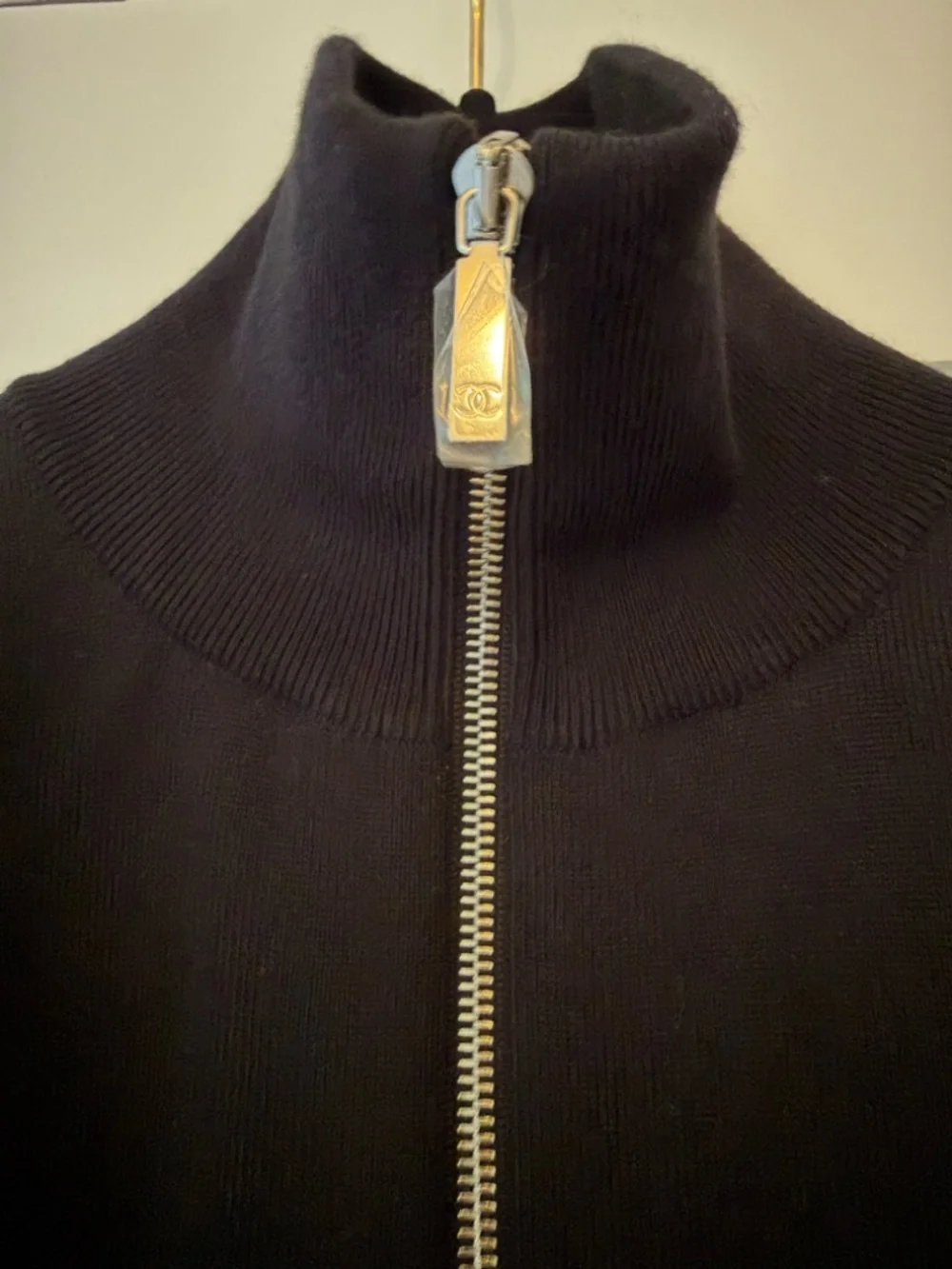Chanel 26A Black Wool Quarter Zip Knitwear Size 34 Metiers D'art